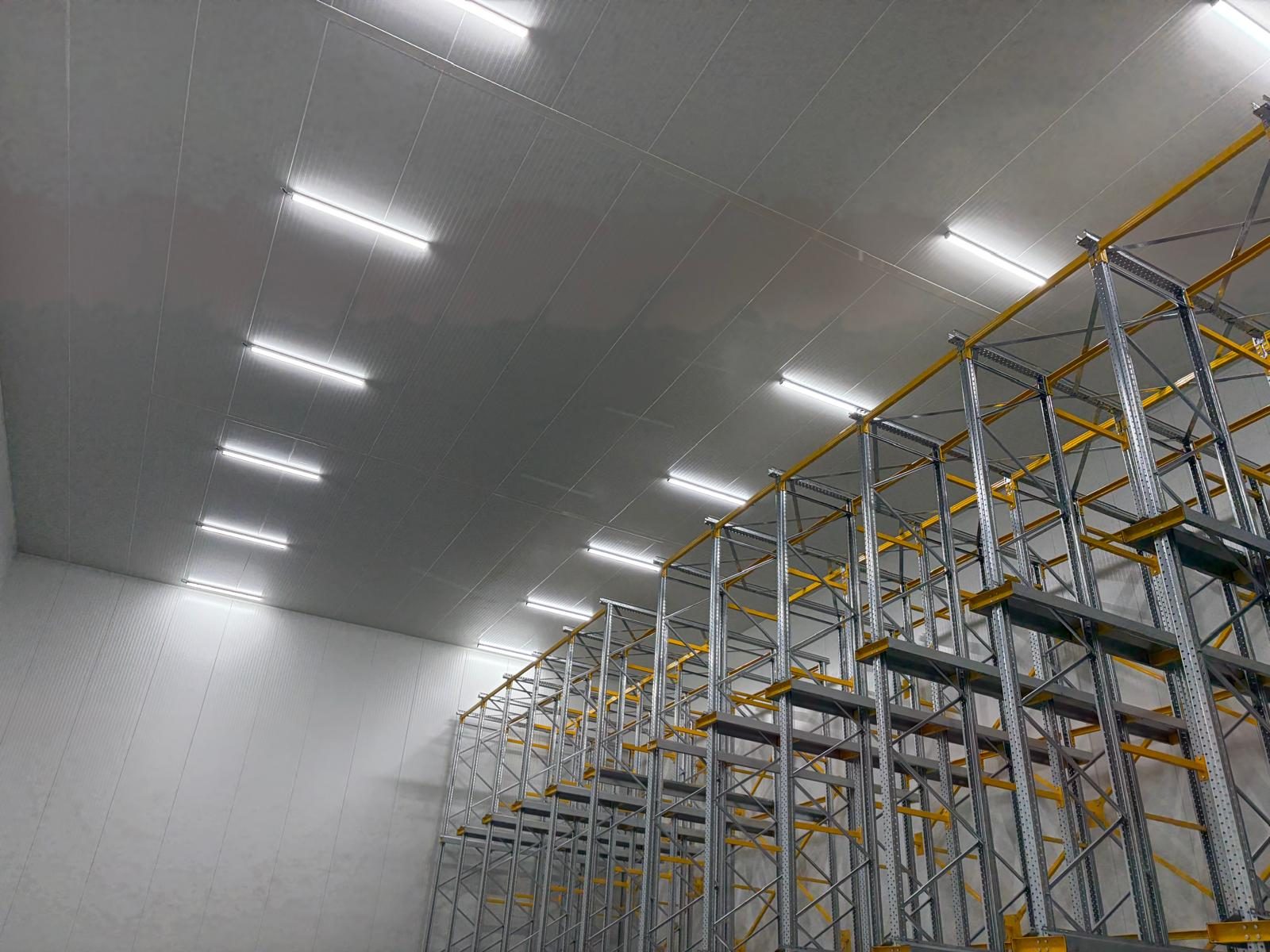 A panel-lined room with racking. The racking is not a catalog product.